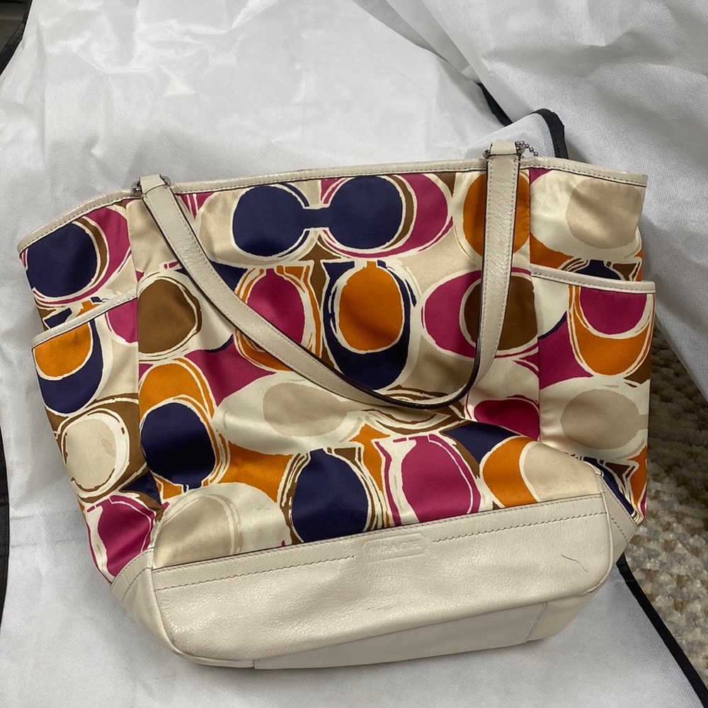 COACH PARK HAND DRAWN SCARF PRINT NORTH/SOUTH TOTE